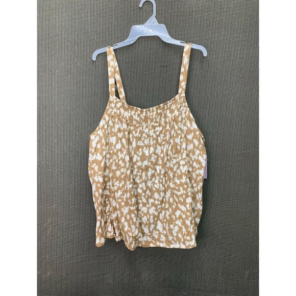 Joyspun Women's Plus Size 3X Tan & White Gauze Top Adjustable Straps - Picture 1 of 8